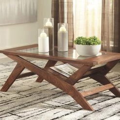 Ashley Charzine - Warm Brown - Rectangular Cocktail Table