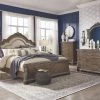 Ashley Bedroom Charmond Brown Dresser, Mirror & King Sleigh Bed And Nightstand