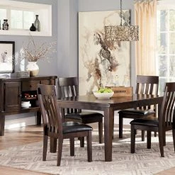 Ashley Haddigan Dark Brown Table & 4 Side Chairs