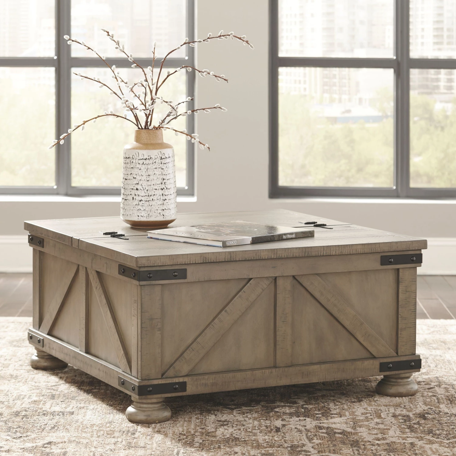 Ashley Aldwin - Gray - Cocktail Table With Storage Living Room 1 Ashley Aldwin - Gray - Cocktail Table With Storage Living Room