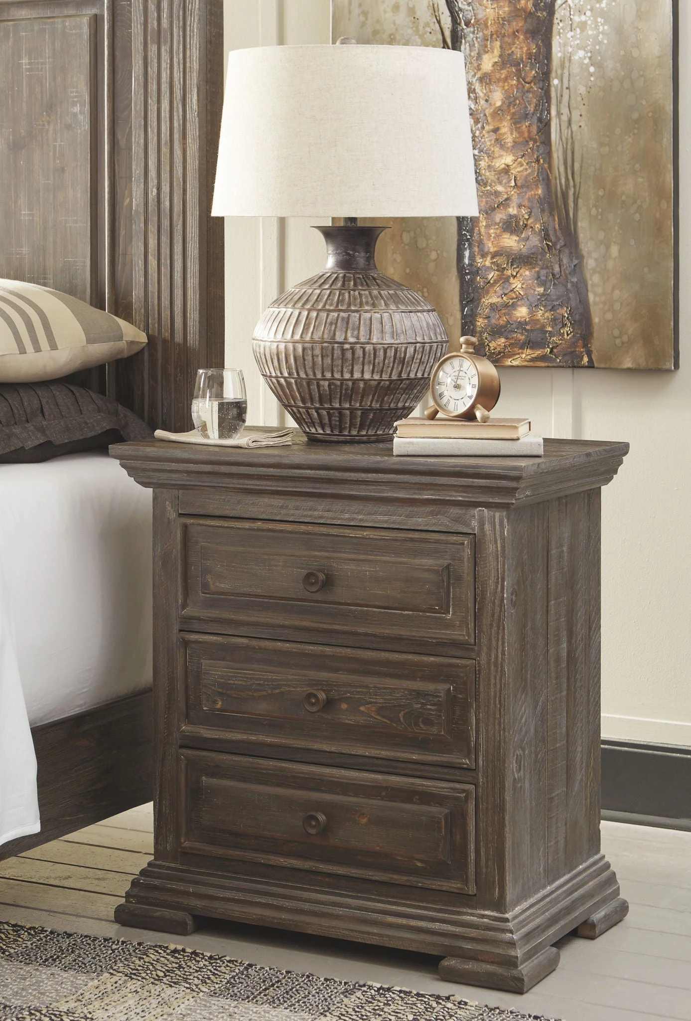 Ashley Bedroom Wyndahl - Brown - Three Drawer Night Stand 1 Ashley Bedroom Wyndahl - Brown - Three Drawer Night Stand