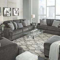 Ashley Living Room Baceno Carbon Sofa Loveseat & Chair And A Half
