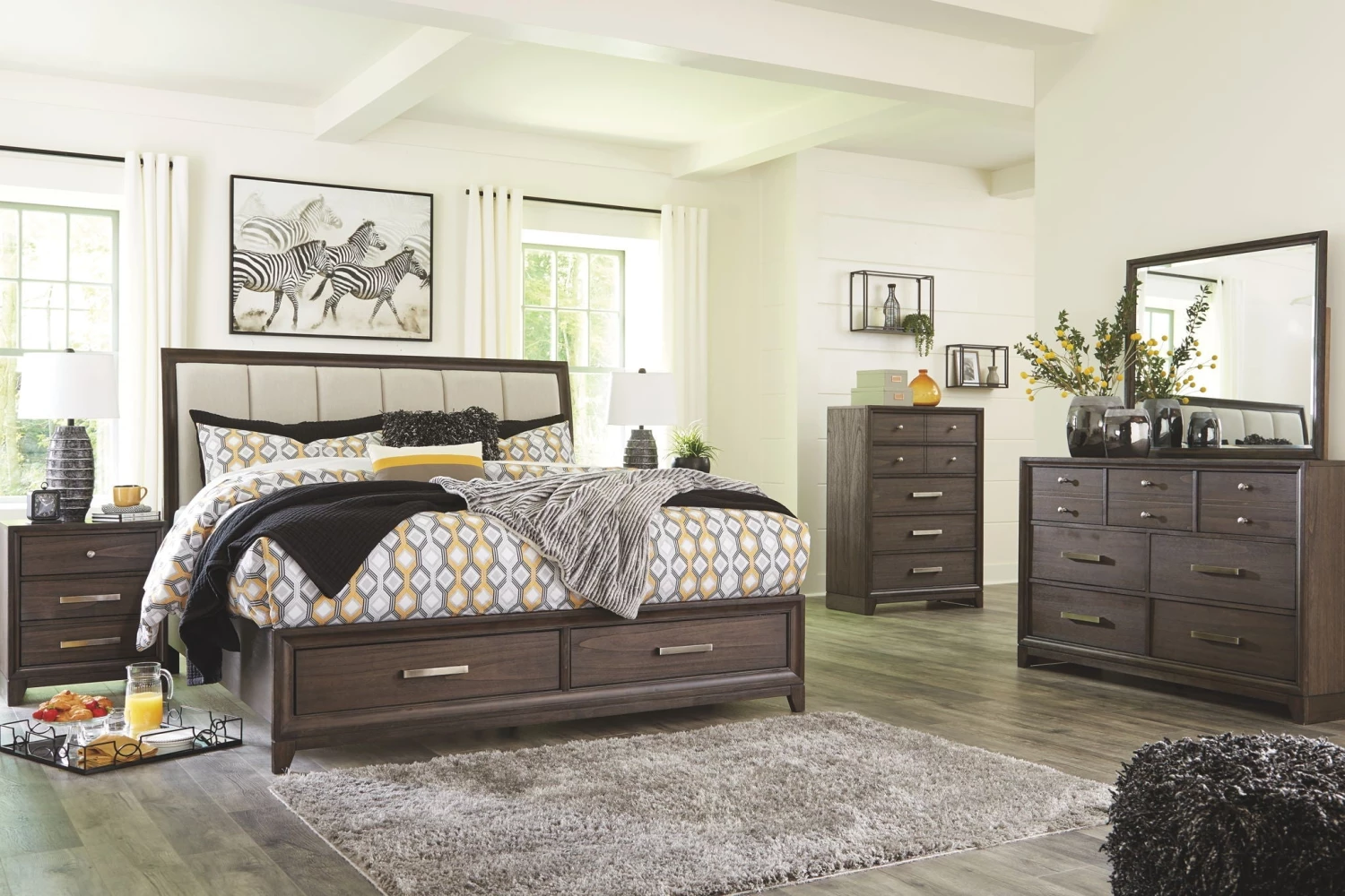 Ashley Brueban King Storage Bed W/ Dresser & Mirror Bedroom 1 Ashley Brueban King Storage Bed W/ Dresser & Mirror Bedroom