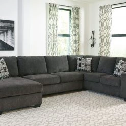 Ashley Living Room Ballinasloe Smoke LAF Corner Chaise, Armless Loveseat & RAF Sofa Sectional