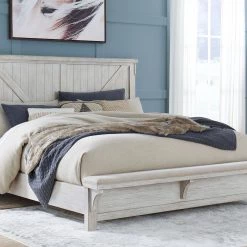 Ashley Brashland Queen Bed With Footboard Bench - Linen
