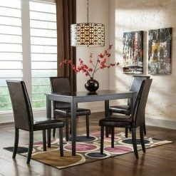 Ashley Kimonte Table & 4 Side Brown Chairs