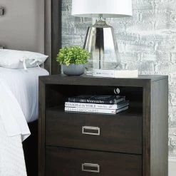 Ashley Bedroom Hyndell Dark Brown Queen Bed With Dresser Mirror & Nightstand