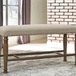 Ashley Lettner - Gray/Brown - Extra Large Upholstered DRM Bench Benches
