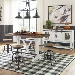 Ashley Valebeck White/Brown Rectangle Dining Room Counter Table