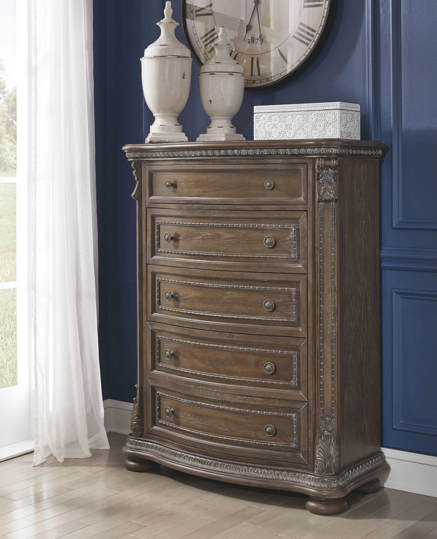 Ashley Charmond - Brown - Five Drawer Chest 1 Ashley Charmond - Brown - Five Drawer Chest