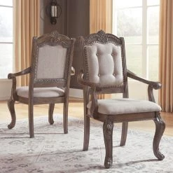 Ashley Dining Room Charmond - Brown - Dining Upholstered Arm Chair