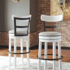 Ashley Valebeck - White - Tall Upholstered Swivel Barstool Dining Room