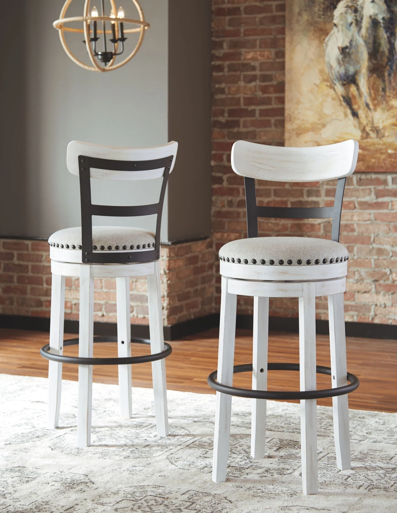 Ashley Valebeck - White - Tall Upholstered Swivel Barstool Dining Room 1 Ashley Valebeck - White - Tall Upholstered Swivel Barstool Dining Room