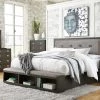 Ashley Bedroom Hyndell Dark Brown King Bed W/ Dresser Mirror & Nightstand