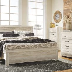Ashley Bellaby Whitewash King Bed W/ Dresser Mirror & Nightstand Bedroom