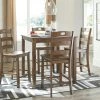Ashley Dining Room Hazelteen Medium Brown Table & 4 Barstools