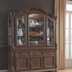 Ashley Charmond China And Buffet - Brown Cabinets & Storage