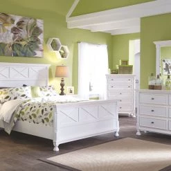 Ashley Kaslyn White Queen Bed W/ Dresser Mirror & Nightstand Bedroom