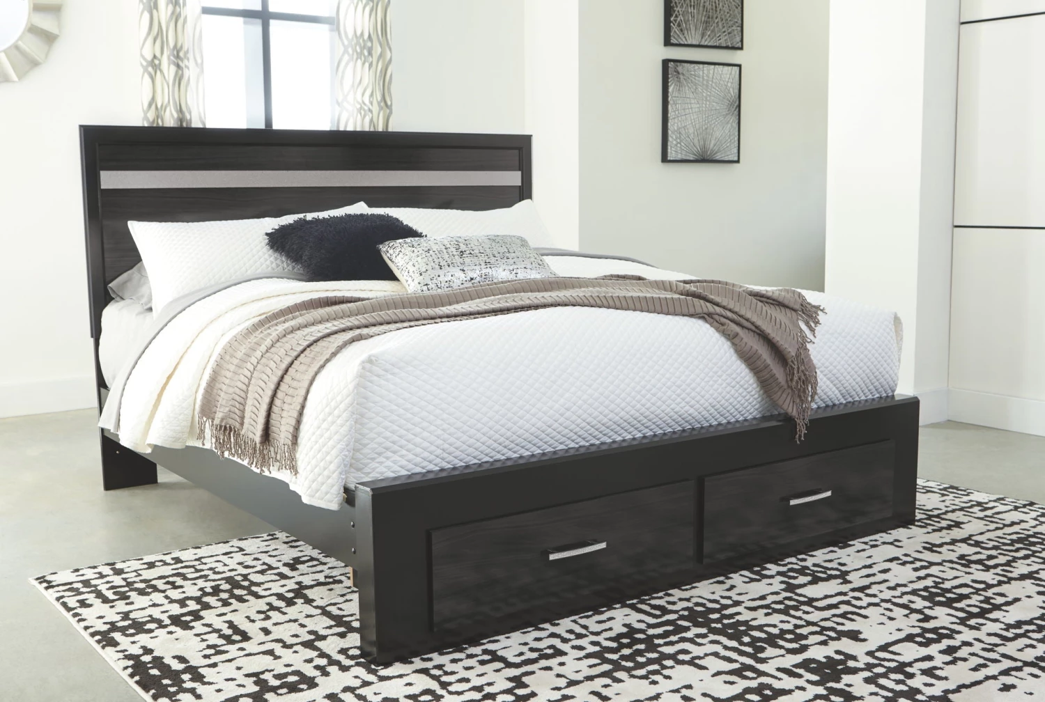 Ashley Starberry King Storage Bed - Black Beds 1 Ashley Starberry King Storage Bed - Black Beds