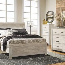 Ashley Bellaby Whitewash Queen Bed W/ Dresser & Mirror Bedroom