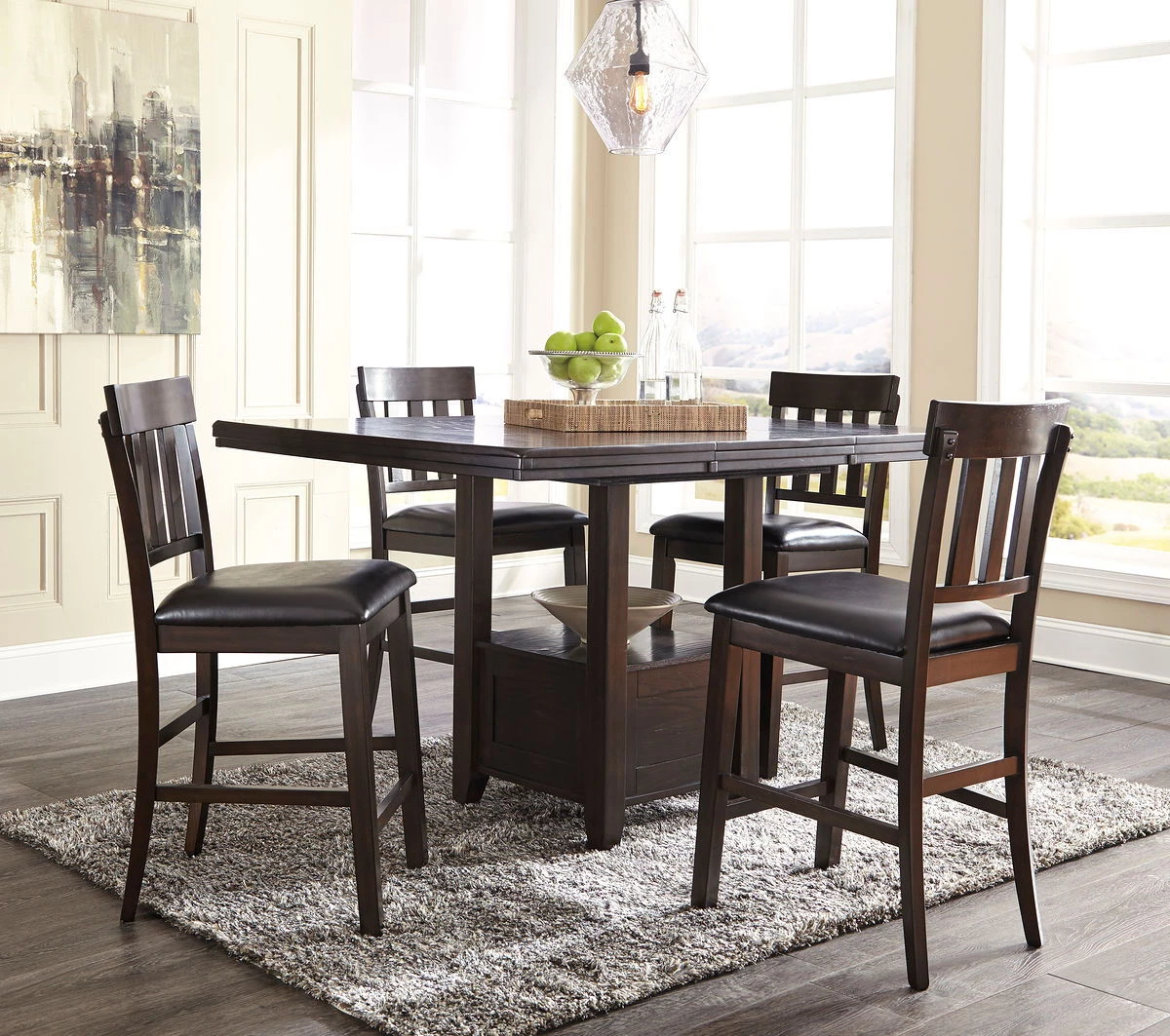 Ashley Dining Room Haddigan Dark Brown Counter Table & 4 Barstools 1 Ashley Dining Room Haddigan Dark Brown Counter Table & 4 Barstools