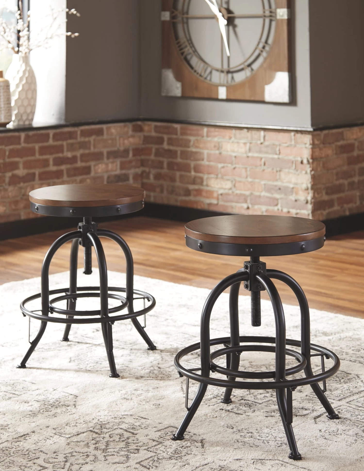 Ashley Valebeck - Brown/Black - Swivel Barstool Dining Room 1 Ashley Valebeck - Brown/Black - Swivel Barstool Dining Room