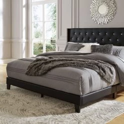 Ashley Bedroom Vintasso - Black - King Upholstered HDBD/FTBD/Roll Slats