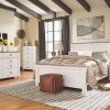 Ashley Willowton Whitewash Queen Bed W/ Dresser & Mirror