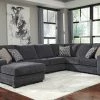 Ashley Tracling Slate LAF Corner Chaise, Armless Loveseat & RAF Sofa Sectional Living Room