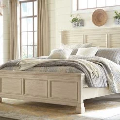 Ashley Bolanburg King Louvered Bed - Antique - White