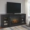 Ashley Mallacar XL TV Stand With Fireplace - Black TV Fireplaces