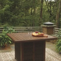 Ashley Outdoor Paradise Trail Medium Brown Square Bar Table W/Fire Pit