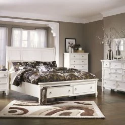 Ashley Prentice Queen Storage Bed W/ Dresser Mirror & Nightstand Bedroom