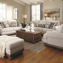 Ashley Living Room Harleson Wheat Sofa Loveseat & 2 Chair And A Halfs