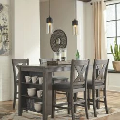 Ashley Dining Room Caitbrook Dark Gray Table & 4 Barstools