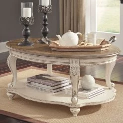 Ashley Living Room Realyn - White/Brown - Oval Cocktail Table