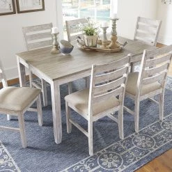 Ashley Skempton - White/Light Brown - Dining Room Table Set (7/CN)