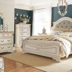 Ashley Bedroom Realyn Twotone Queen Bed W/ Dresser Mirror & Nightstand