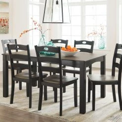 Ashley Froshburg - Grayish Brown/Black - Dining Room Table Set (7/CN)