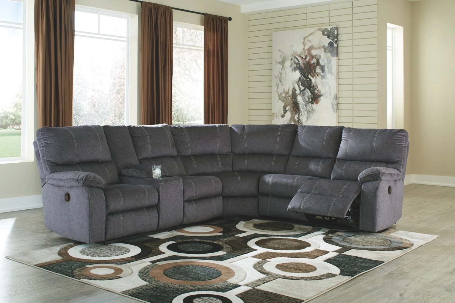 Ashley Urbino 3-Piece Reclining Sectional - Charcoal Sectionals 1 Ashley Urbino 3-Piece Reclining Sectional - Charcoal Sectionals