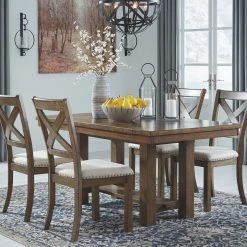 Ashley Dining Room Moriville Grayish Brown Table & 4 Side Chairs