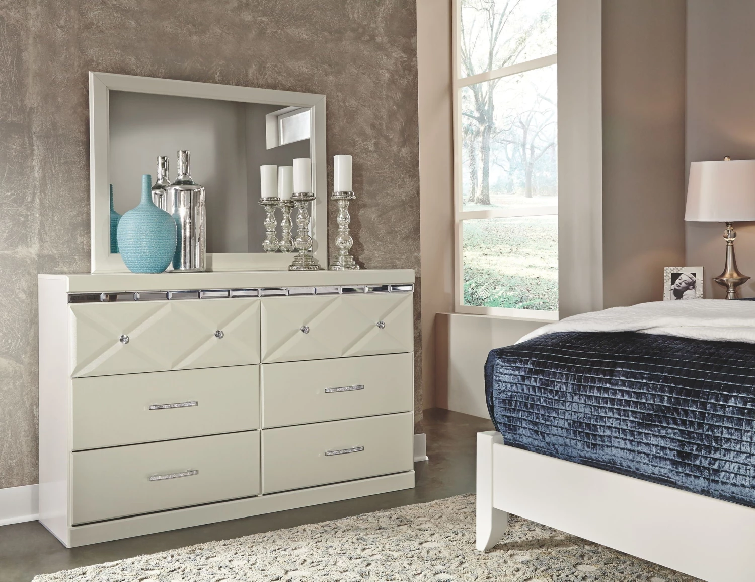 Ashley Dressers Dreamur Dresser And Mirror - Champagne 1 Ashley Dressers Dreamur Dresser And Mirror - Champagne