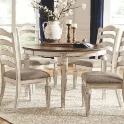 Ashley Realyn Chipped White Table & 4 Ladder Back Side Chairs Dining Room