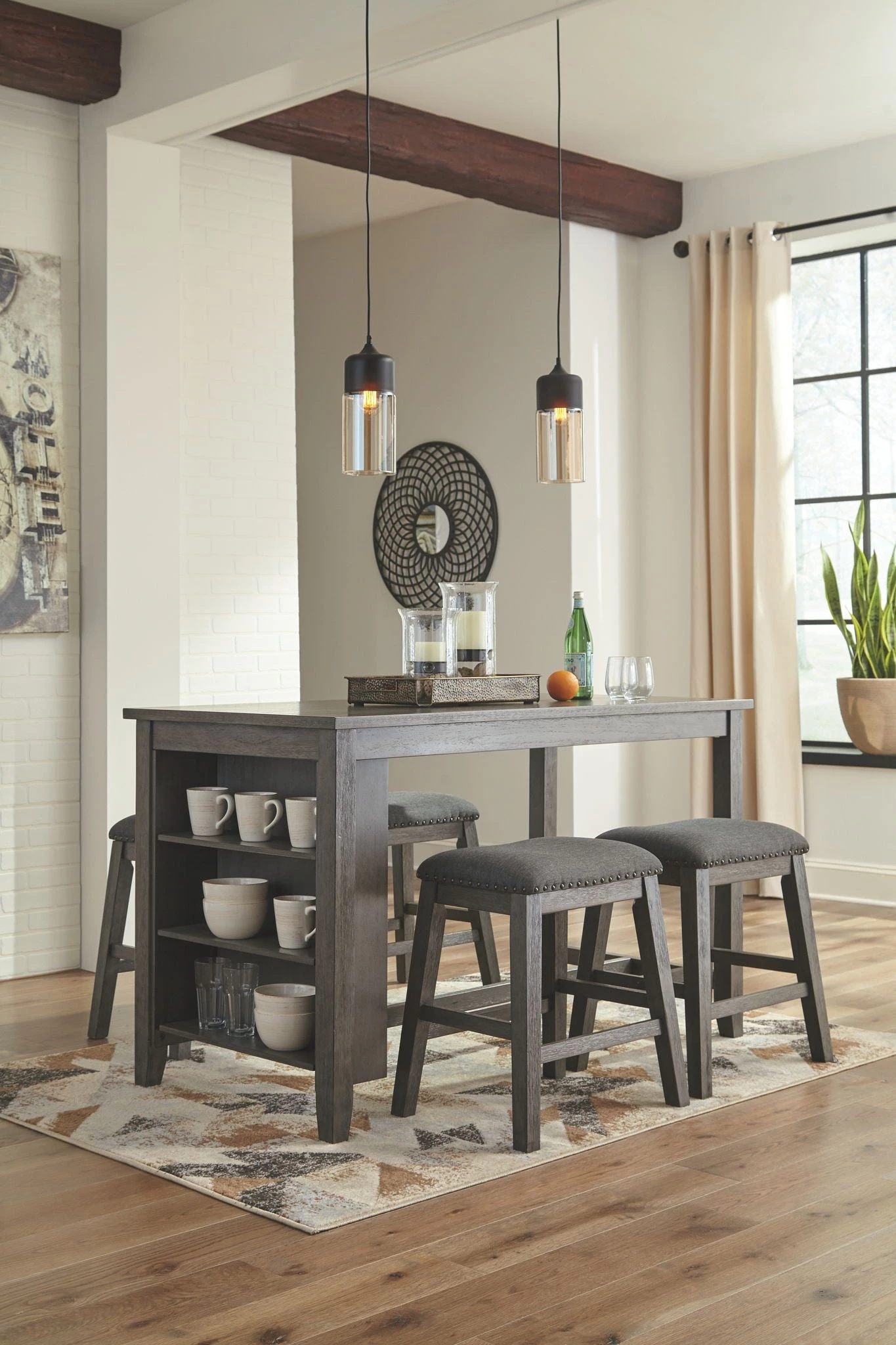 Ashley Dining Room Caitbrook Dark Gray Table & 4 Backless Barstools 1 Ashley Dining Room Caitbrook Dark Gray Table & 4 Backless Barstools