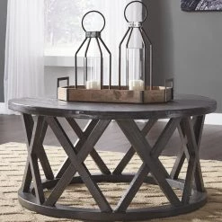 Ashley Sharzane - Grayish Brown - Round Cocktail Table Living Room