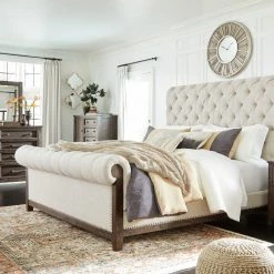 Ashley Hillcott Dark Brown Queen Bed W/ Dresser Mirror & Nightstand