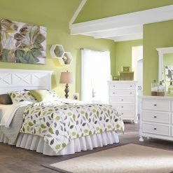 Ashley Kaslyn White Full Storage Bed With Bookcase HB Dresser Mirror & Nightstand Bedroom