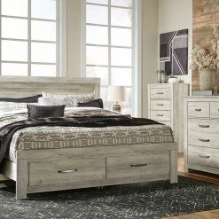 Ashley Bellaby Whitewash King Storage Bed With Dresser & Mirror Bedroom