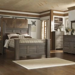 Ashley Juararo King Poster With Dresser Mirror Nightstand & Chest Bedroom Sets