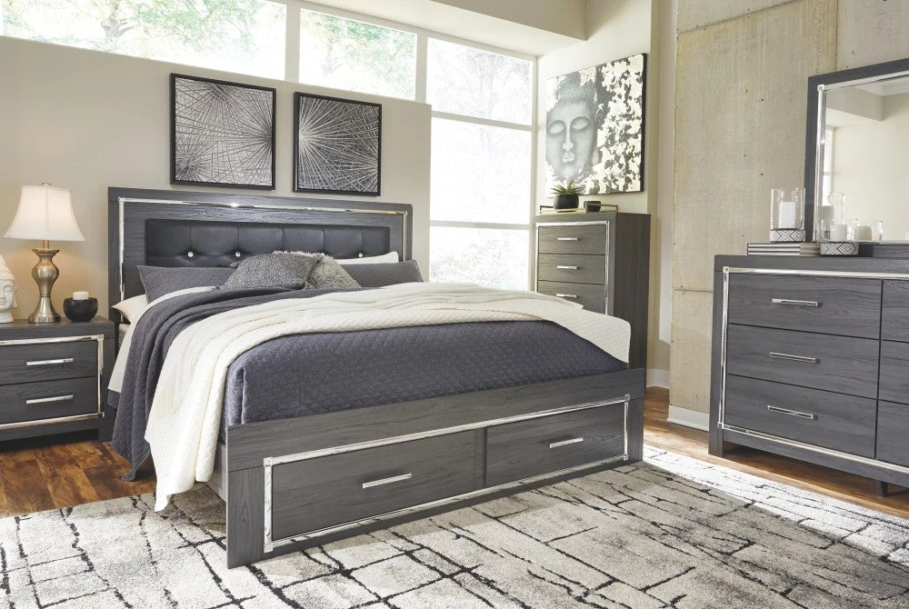 Ashley Lodanna Queen Storage Bed W/ Dresser Mirror & Nightstand Bedroom 1 Ashley Lodanna Queen Storage Bed W/ Dresser Mirror & Nightstand Bedroom